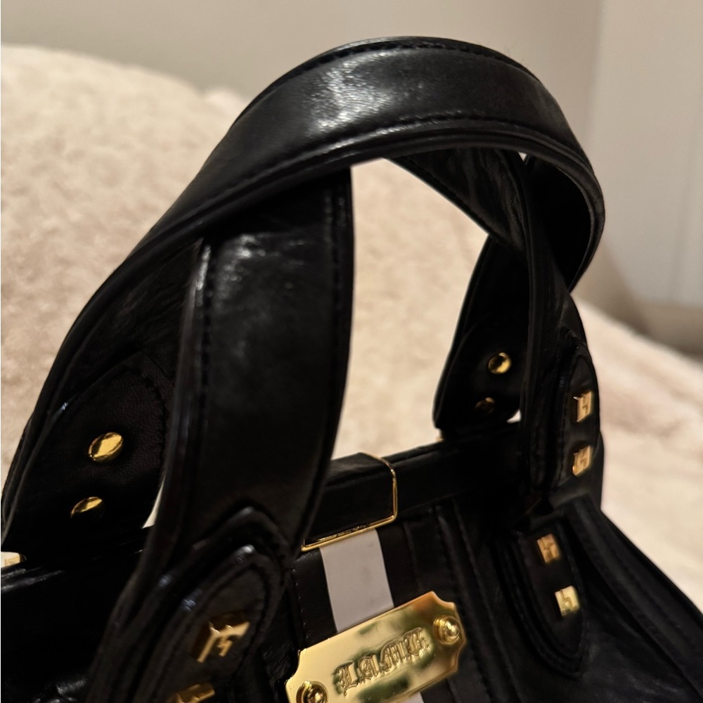 L.A.M.B. Black and White Leather Satchel, Vintage, Y2K - Picture 9 of 16